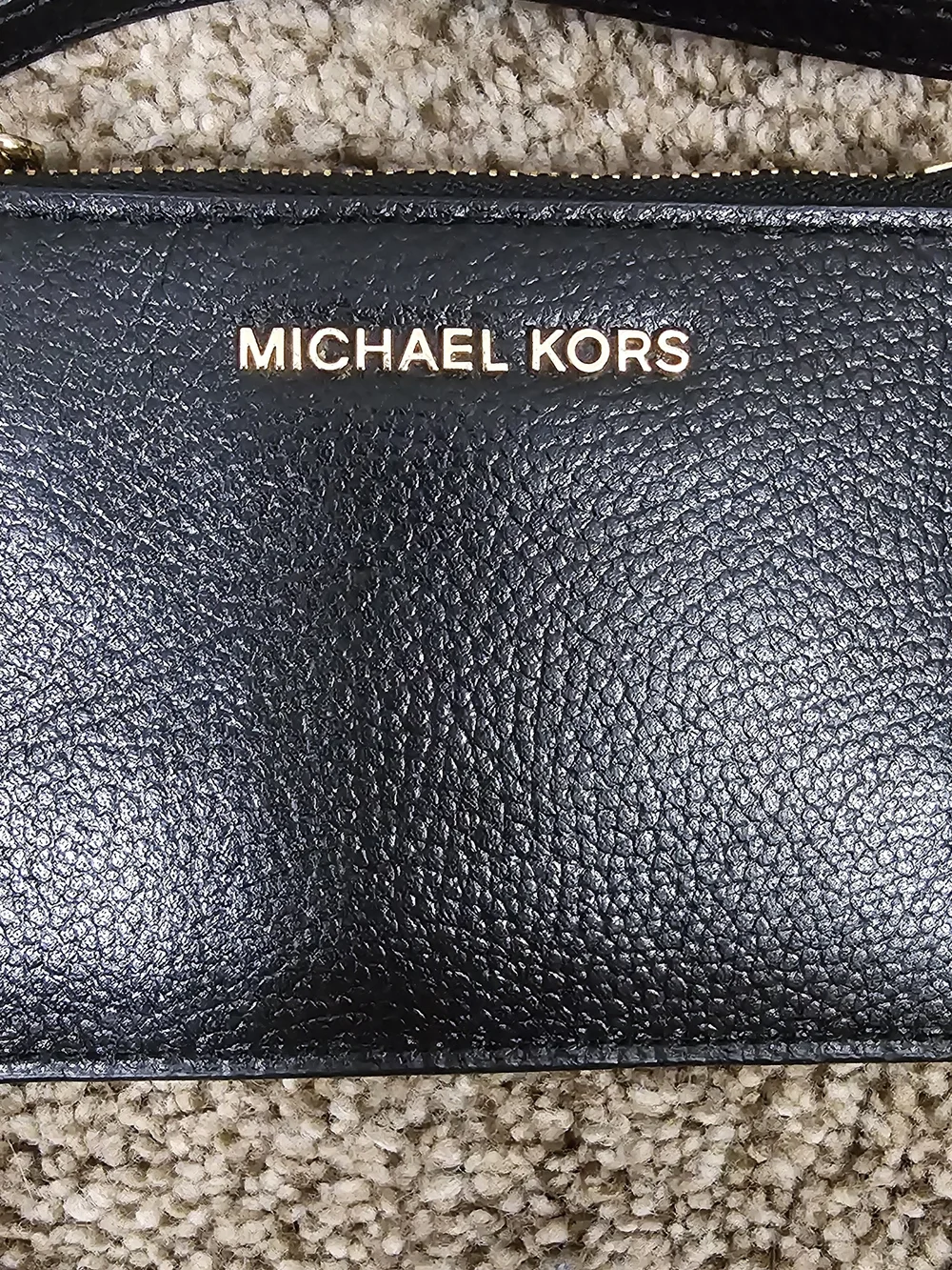 MICHAEL KORS Black Leather Wristlet Card Case